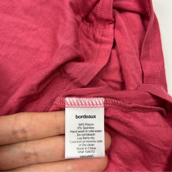 Anthropologie Bordeaux Pink V-Neck Short Flutter Sleeve Sidonie Top - Picture 3 of 6